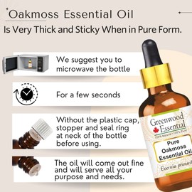 Greenwood Essential Pure Oakmoss Essential Oil (Evernia prunastri) with Glass Dropper Steam Distilled 100ml (3.38 oz)
