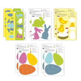 Familienmomente Sparkling Easter Motifs (2 x Easter Lanterns, 2 x Rabbits, 2 x Eggs Blue, 2 x Orange Eggs, 2 x Chicks) DIN A5 Tingling