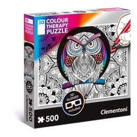 Clementoni - 35050-3D Colour Therapy Puzzle - Owl - 500 Pieces