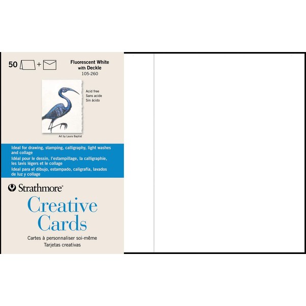 Strathmore 105-235-1 Creative Cards and Envelopes 5" x 6.875", 50 Pack, Ivory/Deckle