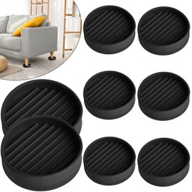 8 Pcs Sofa Leg Stopper Non Slip Furniture Coasters 3 Inches Round Rubber Furniture Pads Furniture Leg Protectors Cups Floor Protectors for Bed Chairs Table Sofa, Black