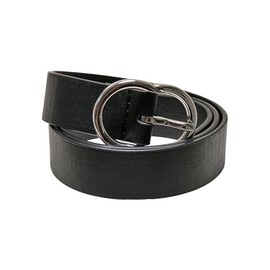 Urban Classics Small Ring Buckle Belt, Black/Silver, S
