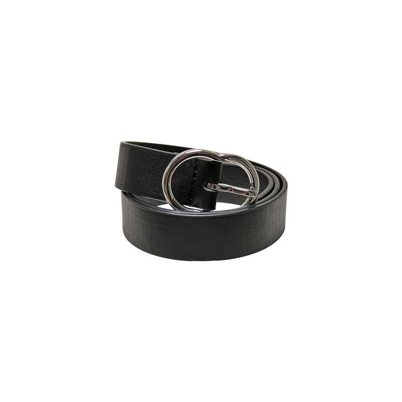 Urban Classics Small Ring Buckle Belt, Black/Silver, S