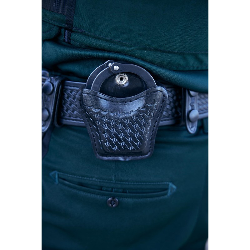 Bianchi 7934 AccuMold Elite Open Handcuff Case, Basketweave Black