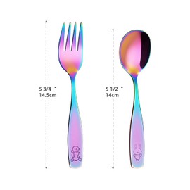 ANNOVA Kids Silverware Children's Safe Flatware Set Stainless Steel - Children Forks, Children Tablespoons, Toddler Utensils, Metal Cutlery Set for LunchBox (Rainbow, 6)