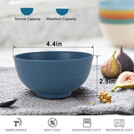 Wheat Straw Bowls, 10 oz Snack Bowls Set of 6, Unbreakable Ice Cream Bowls, Alternative Plastic Bowls Reusable, Small Bowls for Snack, Dessert and Appetizer,Multi Color