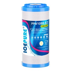 ICEPURE 5 Micron 10”*4.5'' PPW10BB-SZ Whole House Sediment String Wound Water Filter, Compound With Iron Reducing Filter, 1Pack