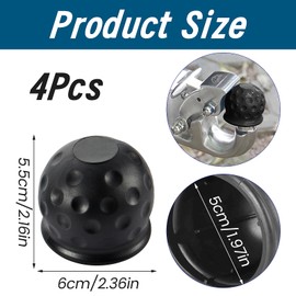 YMTWSRY 4 PCS Tow Ball Cover, Abrasion-Resistant Tow Bar Cover Universal TowBall Cap 50mm Rubber Trailer Hitch Ball Head for Towing Trailer Caravan Truck Car