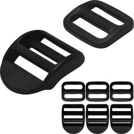 Slider Buckle for 3/4" Webbing Strap: 4 Set Ladder Lock Buckles and Tri-glide Slide Fit 0.75 inch (20 mm) Wide Nylon Web Straps, Adjustable Quick Release Plastic Adjuster Clips Replacement Heavy Duty