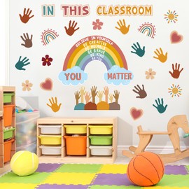 Boho Rainbow Classroom Bulletin Board Decorations, 30Pcs You Matter Inspirational Positive Affirmations Wall Decor, Boho Rainbow Cutouts Classroom Decor for Teacher School Supplies