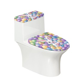 GLENLCWE Bunny Eggs Toilet Lid Covers and Tank Cover Set Easy to Clean Bathroom Decoration Accessories Machine Washable 2 Pcs