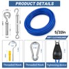 40FT Outdoor Clothesline Wire Rope System, Adjustable Steel Laundry Line
