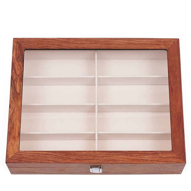 DOONARCES 8 Slots Brown Eyeglass Cases Wooden Sunglass Storage Display