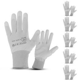 Navoys 6 Pairs Lightweight Painters PU Grip Safety Work Gloves - Size Large (9) Men Women's, Sensitive Precision Working, Thin, Lightweight, Breathable, Ideal for Painting & Decorating, Electronics