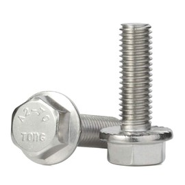 M8-1.25 x 16mm Flanged Hex Head Bolts Flange Hexagon Screws, Stainless Steel 18-8 (304), Plain Finish, DIN 6921, 15 PCS