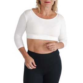 HALFTEE 3/4 Sleeve Layering Tee | Demi Cami for Women & Teens | Cute Crop Top | White - 3X