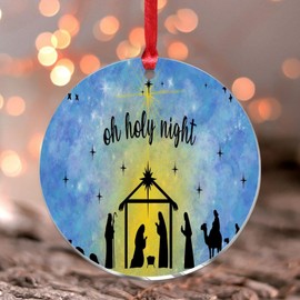 Christmas Ornaments 2023 Oh Holy Night Acrylic Xmas Ornament Christmas Nativity Scene Ornament Souvenir Holy Family Christian Décor Keepsake Collectible Gift Tree Decoration Stocking Name Tag