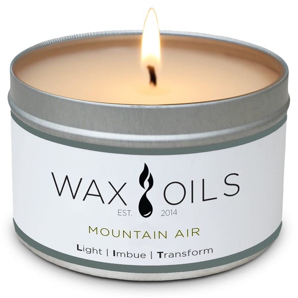 Wax and Oils Soy Wax Aromatherapy Scented Candles (Mountain Air) 8 Ounces. Single