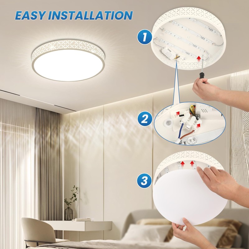 kuwork LED Ceiling Light Living Room: Openwork Ceiling Light 30