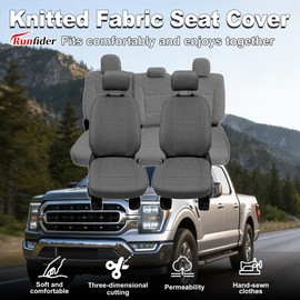 runfider Crew Cab Seat Covers for Ford F150 2015–2025, F150 Lightning 2022–2025, F-250 F-350 Super Duty 2017–2025, Composite Knit Fabric，Protectors with Headrest Covers - Gray（Front & Rear）