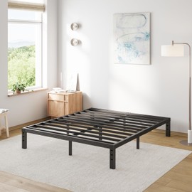 COMASACH Queen Bed Frame, Heavy Duty 12" High Black Metal Platform Bed, Sturdy Steel, No Box Spring Needed, Noise-Free, Easy Assembly