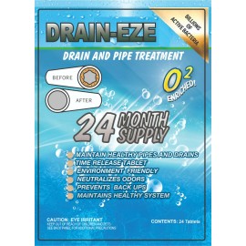 Drain-Eze Drain & Pipe Drain-Eze for Main Sewer and Septic Lines. Build-Up Remover - 24 Treatments