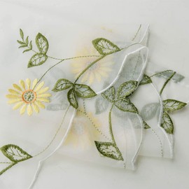 Sunflower Net Curtain, Yellow Flower Embroidered Voile Valance Country Style Rod Pockets Cafe Kitchen Curtain Loyalty Vitality Simplicity Curtain Suitable for Bathroom Cabinetry Farmhouse 70 x 180 cm