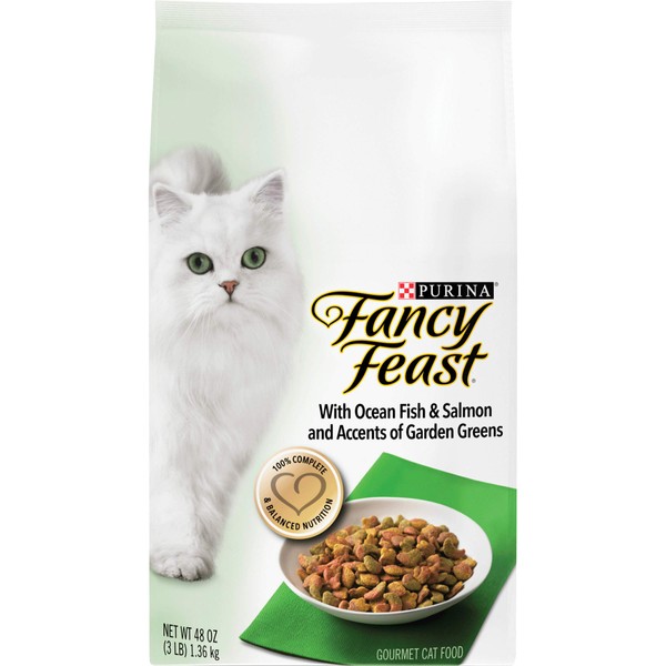 Purina Fancy Feast Dry Cat Food, With Ocean Fish & Salmon - 3 lb. Bag