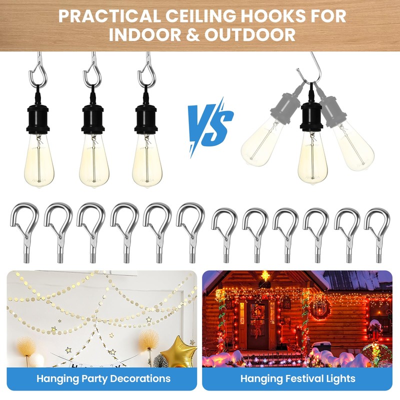 Pack of 12 Screw Hooks Thread M4 & M5 Hook