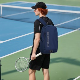 HEAD Waterproof Gym Backpack for Women/Men, Compact Laptop Backpack for College/Sport/Fitness/Work/Daily, (Navy Blue)