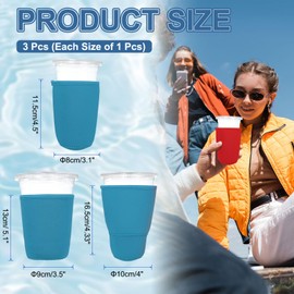 sourcing map 3 Pcs Iced Coffee Sleeve, Insulator Neoprene Cup Sleeves Reusable Beverages Cup Holder for Tumbler Iced and Hot Drinks, Party Drink Decor, Blue