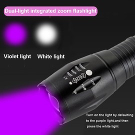 BUDUY UV 395nm Flashlight USB Rechargeable, Blacklight Flashlight, LED Torch with White and Ultraviolet Light Combo, Black Light Pet Urine Detector for Dog Cat Pee, AC Leak, Scorpions, Rocks, Resin