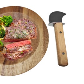 TLIOCAS Round Mezzaluna Cutting Board Charcuterie 8" Gourmet Cutting Board with One Handed Rocker Knife for Serving Steak,Cheese,Small Veggie n Fruits