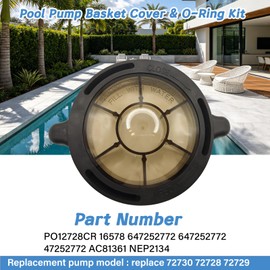 QEWTYI Pool Pump Basket Cover & O-Ring Kit Compatible with Splapool Pureline Deluxe Pumps, for Above-Ground & In-Ground Pools, Pool Pump Lid Replace PO12728CR 16578 647252772 47252772 AC81361 NEP2134