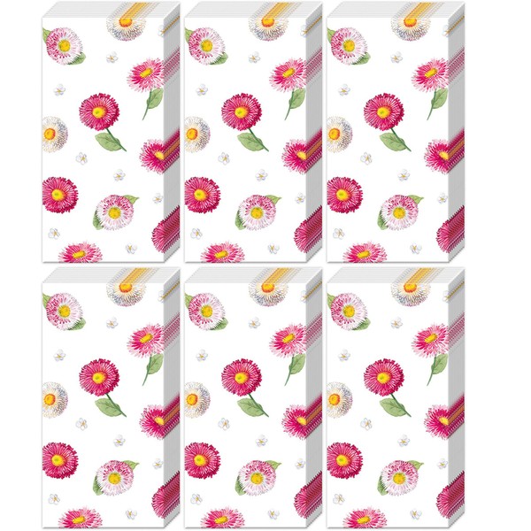 Boston International Bulk 4-Ply Floral Pocket Tissues, Bundle of 6