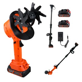 24V Cordless Tiller Cultivator, 4-Inch Tilling Width and Depth, Handheld with Extension Rod, 235 RPM Electric Garden Tiller, Lightweight 1.2kg Body, 2 × 1.5Ah Batteries & Charger.