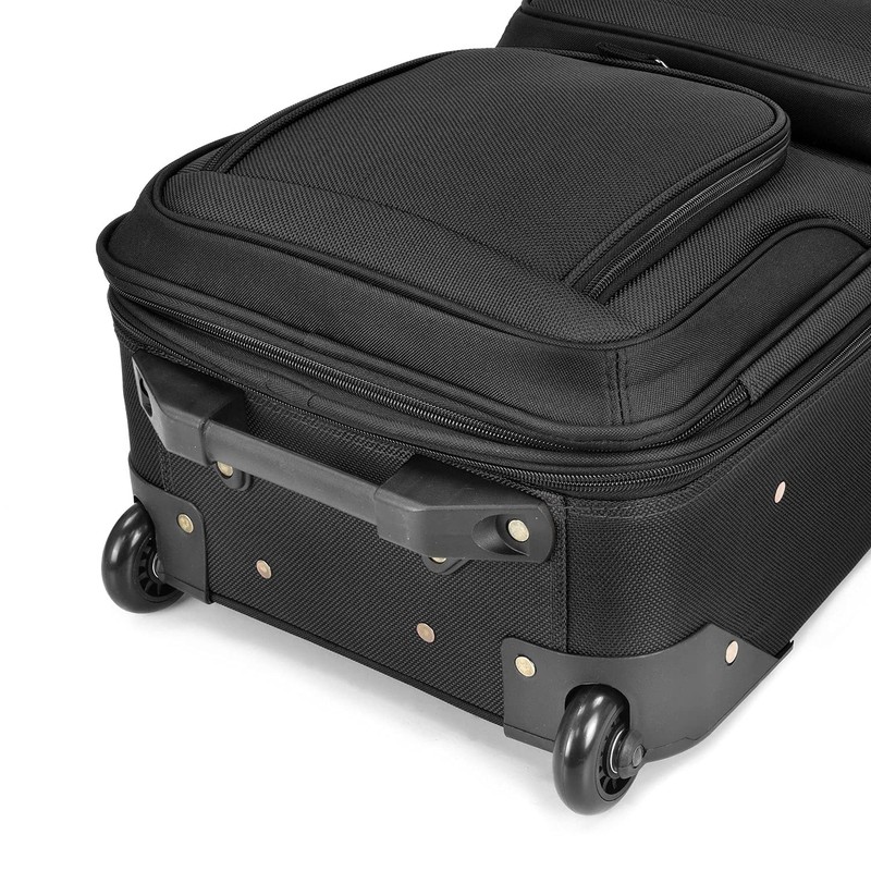U.S. Traveler Rio Rugged Fabric Expandable Carry-on Luggage Set, Black,