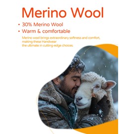 SONORAN Merino Wool Fingerless Gloves for Men & Women, Half Finger Gloves Base Layer Warm with Thermal Soft Knit Liner Glove for Hunting Fishing Hiking XL (Black Gray)