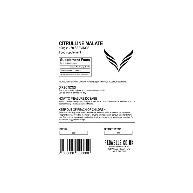 Citrulline Malate Powder REDWELLS 2:1 Ratio Amino Acid GMO Free