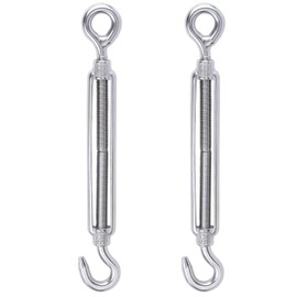 WiMas M10 Adjustable Turnbuckles Wire Tensioner, 304 Stainless Steel Turnbuckle Hook and Eye Set, Wire Rope OC Tension, Pack of 2