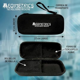 MEDIMETRICS | Funda Rígida para Estetoscopio con Correa y Bolsa de Red | Estuche RígidoCompatible con Estetoscopio 3M Littmann/ADC/MDF para Enfermeras