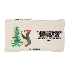 Parent-New Mr. & Mrs. Panda S Makeup Bag Penguin Christmas Tree, White, Hand drawn