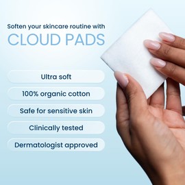 Clean Skin Club Cloud Pads, Ultra-Soft & Thick Face Pads, 100% Organic Cotton Dermatologist-Approved Makeup Remover and Toner Applicator, Sensitive-Skin Safe, 60 Count (Pack of 1)