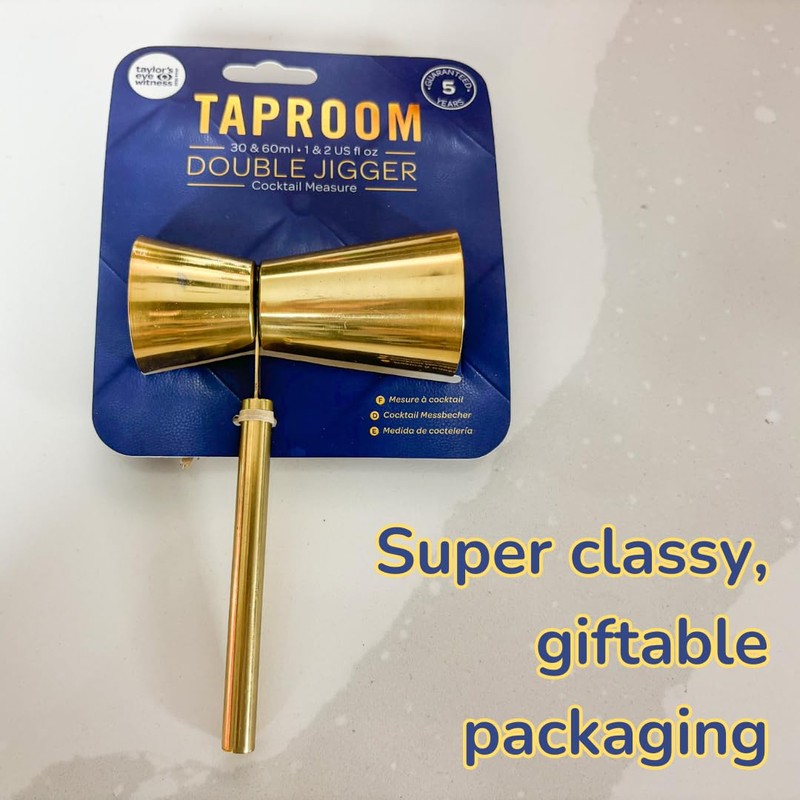 Gold Stainless Steel Cocktail Double Jigger - Professional Bartender Tool,