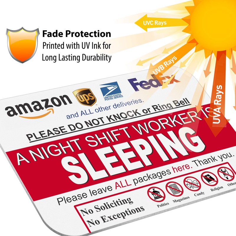 Night Shift Worker Sleeping Sign - Leave Package Sign Do