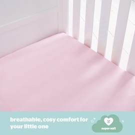 Silentnight Safe Nights Cot Size Fitted Sheets Set 100% Jersey Cotton Bedside Compatible Pack of Two Pink Easy Care Super Soft Cuddly for Baby with Storage Bag (70cm x140cm x 12cm)