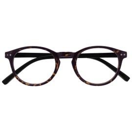 Opulize Zen M24-2 -1.50 Short Sighted Binoculars, Small Round Frame, Spring Hinges, Scratch-Resistant, Dark Brown Tortoiseshell