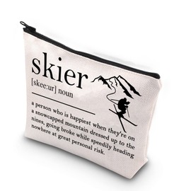 Cross Country Ski Gift Ski Coach Makeup Bag Skiing Team Gifts Skiing Coach Zipper Pouch (Skier Noun CA)