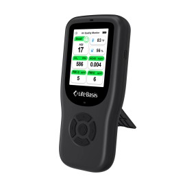 10-in-1 Multi-Function Sensor Air Quality Temperature Humidity Monitor Carbon Dioxide PM2.5/10 HCHO TVOC AQI DetectionColor: Black, Accuracy: 0.02
