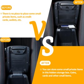 Daeiclru Car Armrest Hidden Storage Box Compatible with Subaru WRX 2022 2023 2024, One Touch Hidden Center Console Storage Organizer Box Armrest Storage Box Accessories